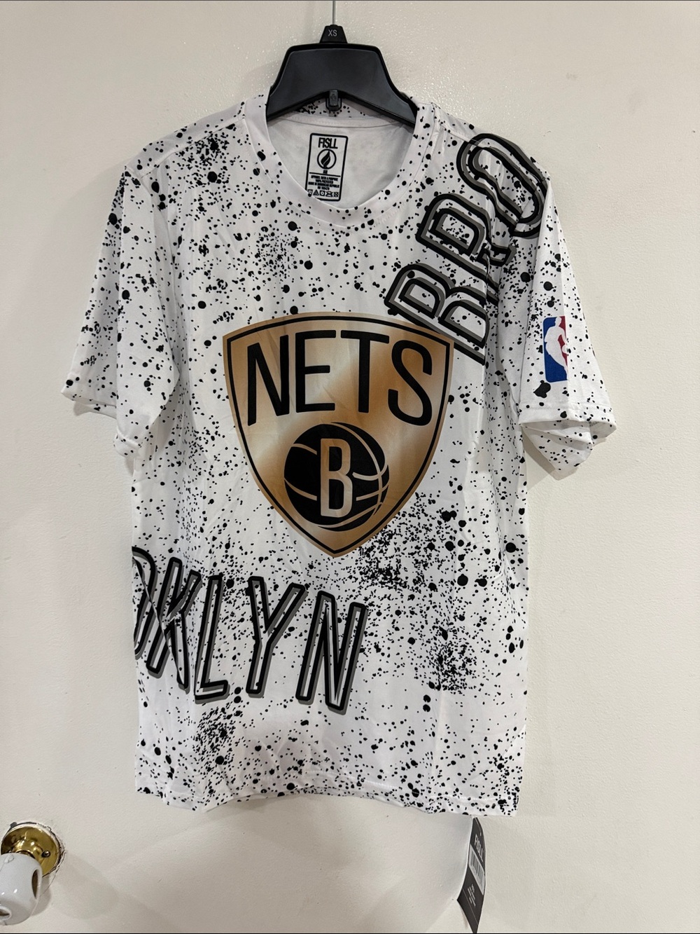 Roughly Styled Brooklyn Nets Kids Tee - White with Gold & Black